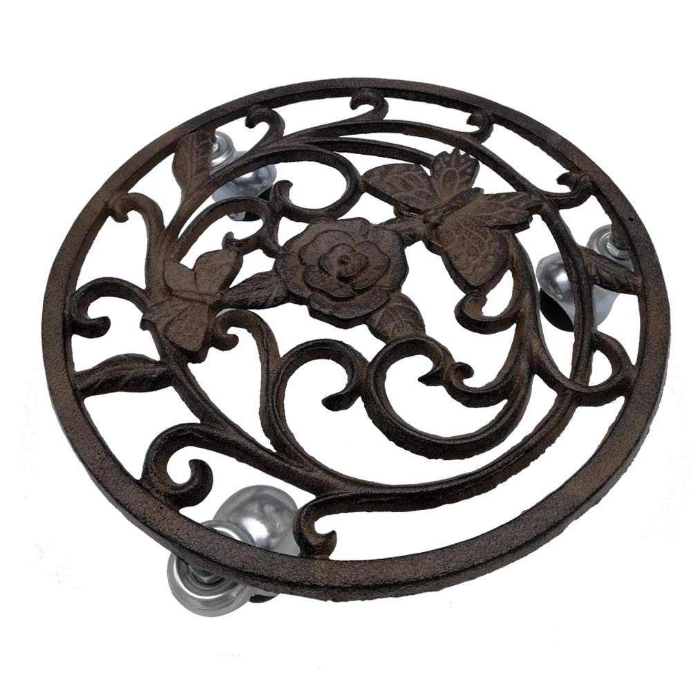Comfy Hour Cast Iron Butterfly Flower Garden Plant Trolley Flowerpot Holder
