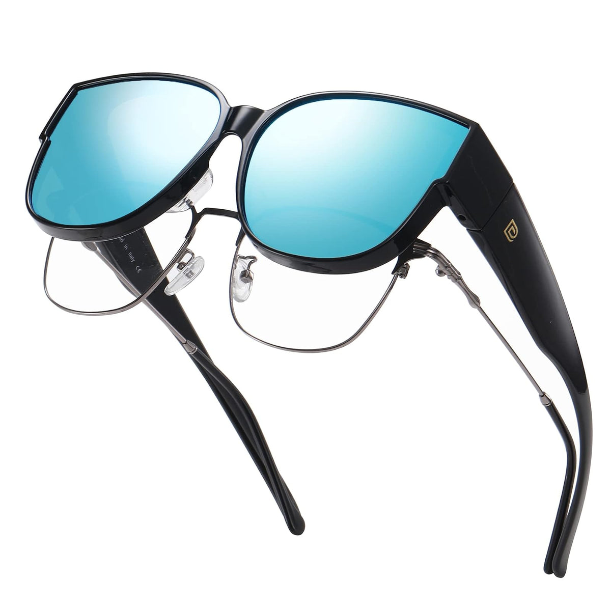 DUCO Sunglasses, common, Black Frame Revo Blue Lens