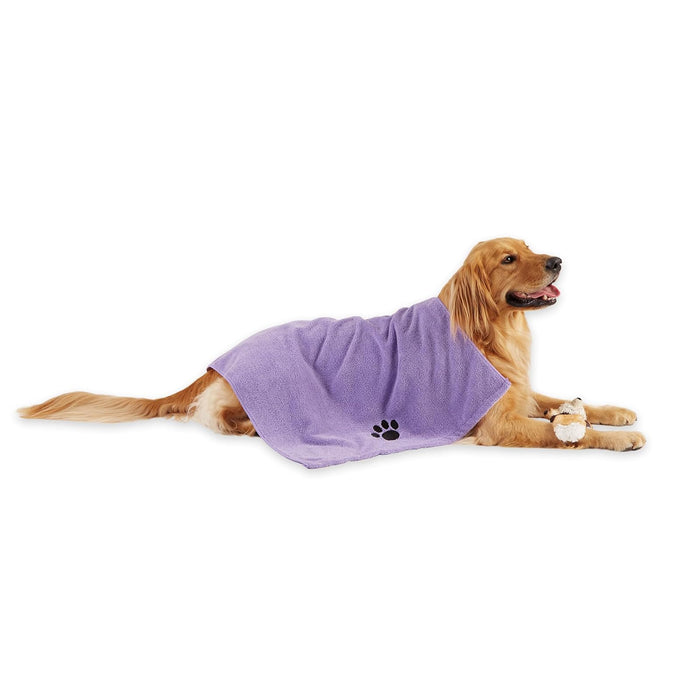 DII Design Bone Dry Embroidered Pet Grooming Towel Collection, Absorbent Microfiber X-Large, 41x23.5, Lavender