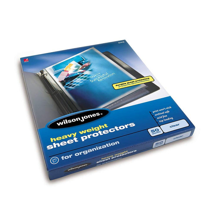 ACCO (Office) Wilson Jones Sheet Protectors, Heavy Weight, Top-Loading, Clear, 50 Sheets/Box (W21410)