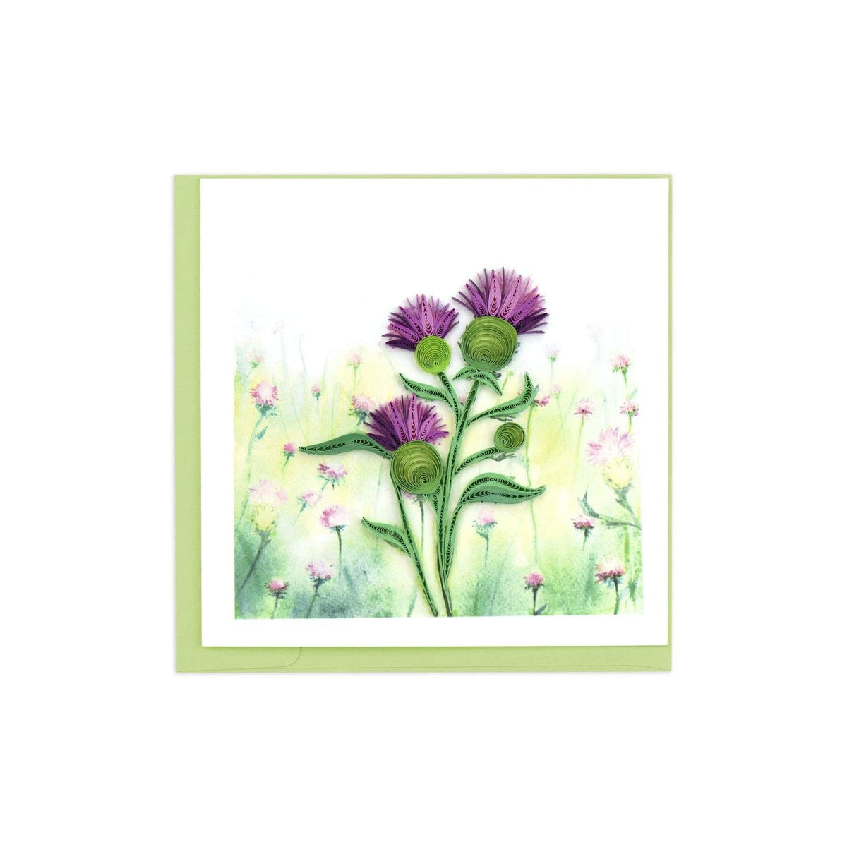 Quilling Card Greeting Card, 6 inches x 6 inches, Purple