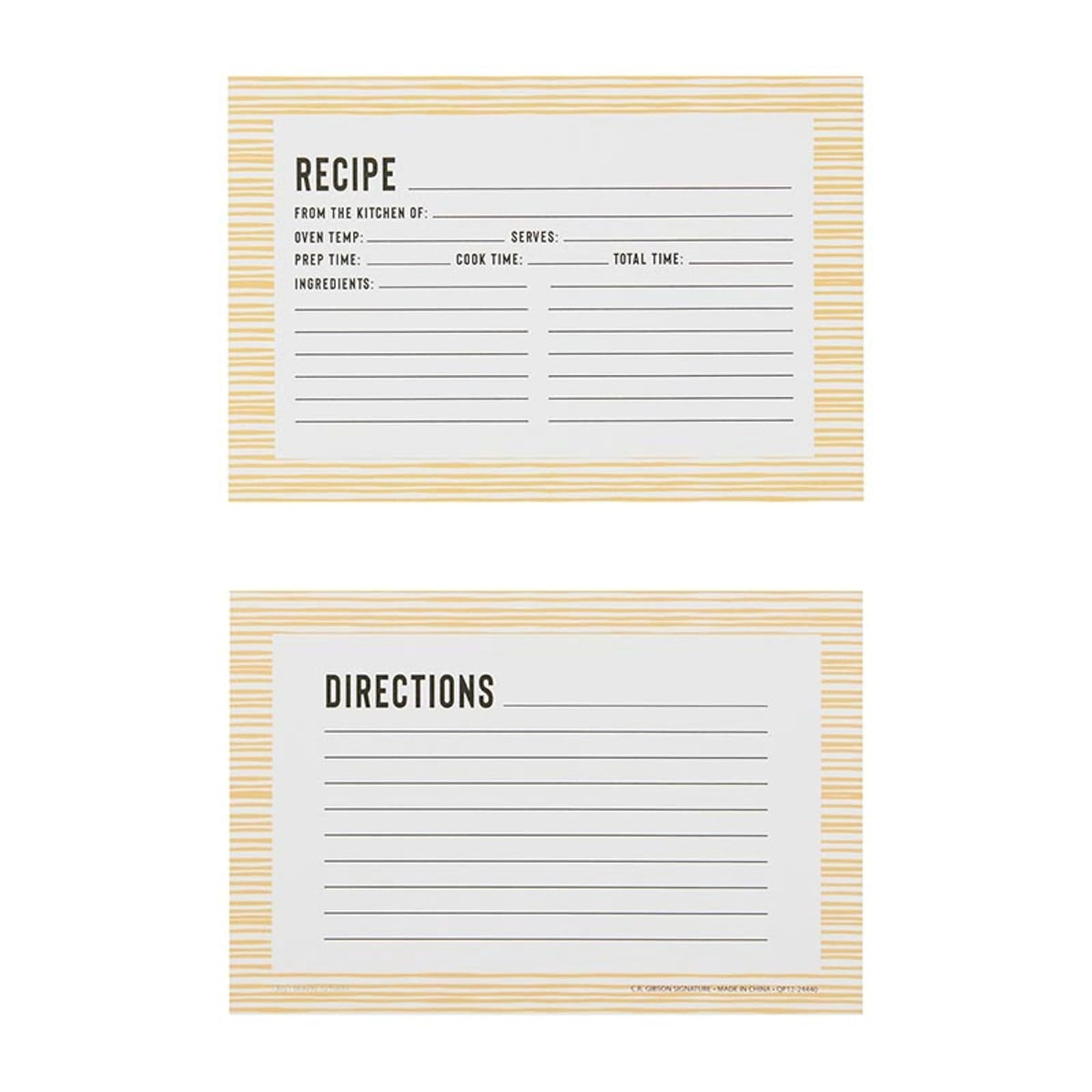 C.R. Gibson Card Stock, Set of 40, Yellow Stripes