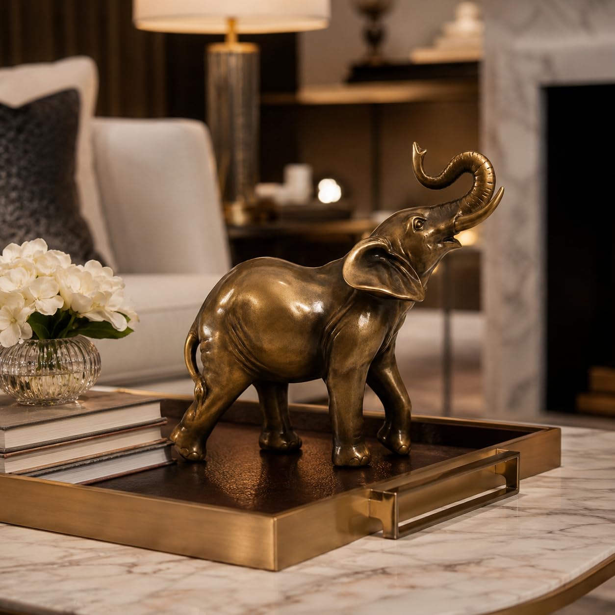 Comfy Hour 6" Elephant Decorative Tabletop Figurine, Bronze