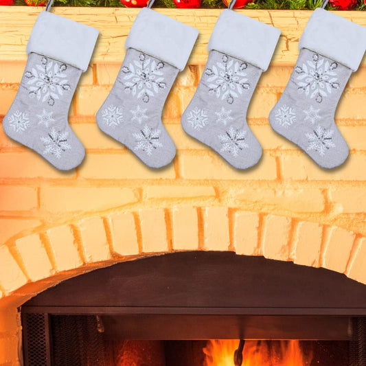 Comfy Hour 18 x 11 Inch Snowflake Christmas Stockings, Set of 4