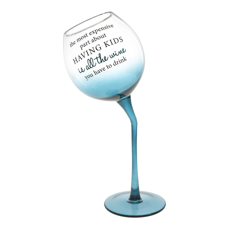 Pavilion - All The Wine You Have To Drink - 11 Oz Tipsy Stemmed Ombre Teal Wine Glass Unique Novelty Gag Gift Funny Mom Dad Humor Parenting Present