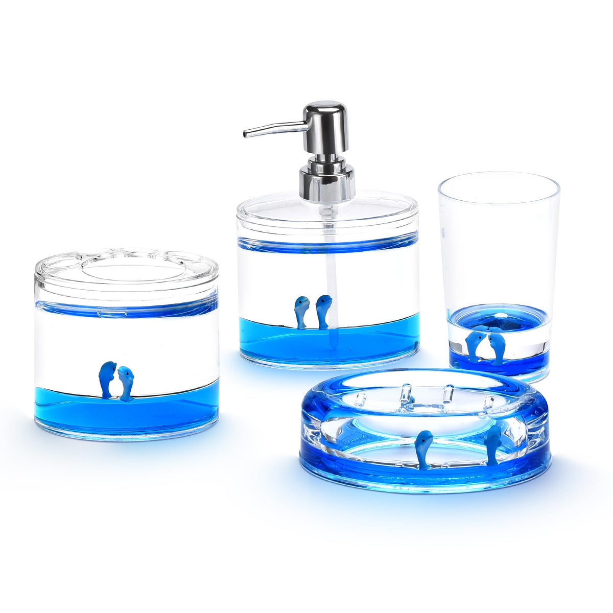 Locco Decor Bathroom Container Set, 4-piece, Dolphin