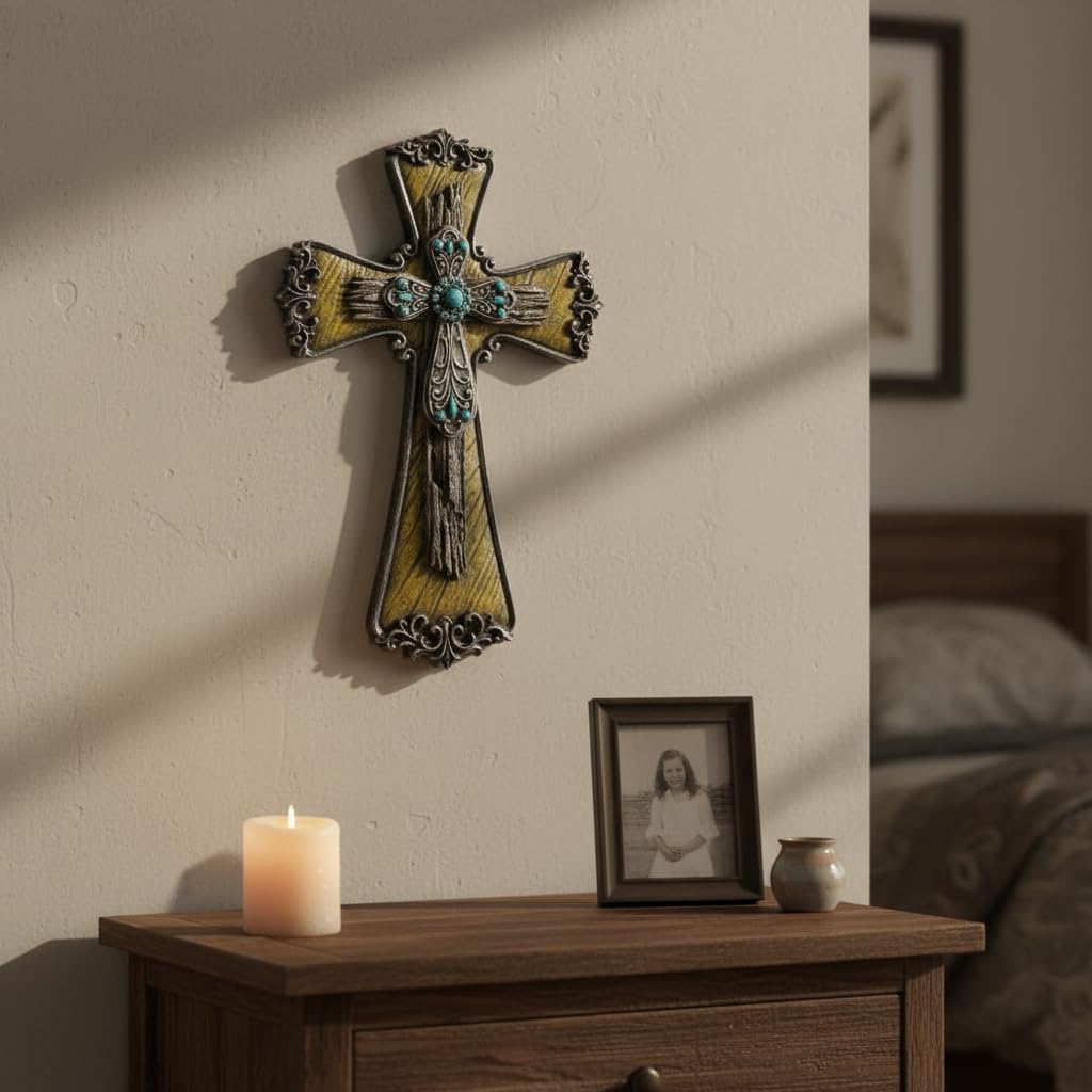 Comfy Hour 12 Inch Wall Cross for Home Decor, Ornate Scrollwork