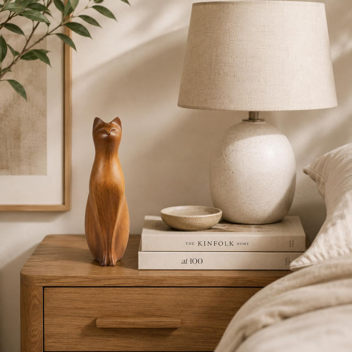 Comfy Hour Farmhouse Home Decor Collection 8" Decorative Kitty Statue Sitting Cat Figurine, Wood Grain Smooth Finish, Polyresin