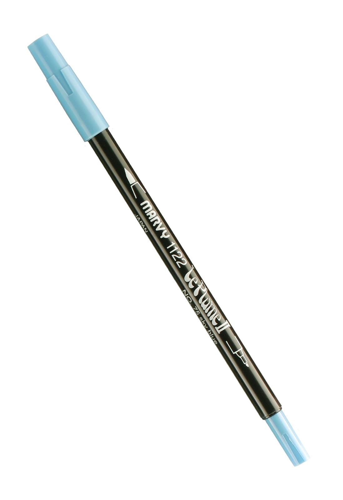 Uchida 1122-C-75 Marvy Extra Fine Tip Le Plume II Double Ender Marker Pen, Sky Blue