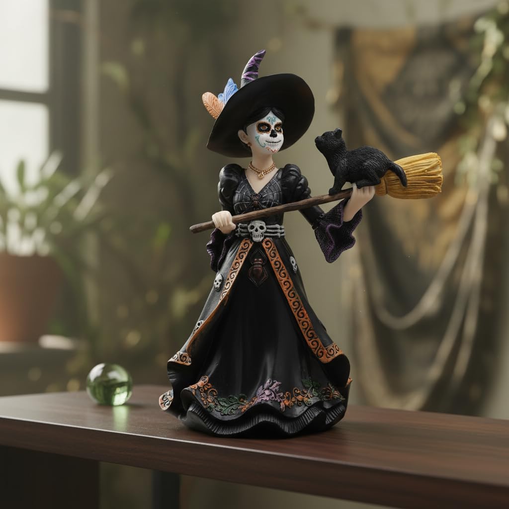 Comfy Hour 9 Inch Witch Statue, Sugar Skull Fairy Decor, 1 Unit