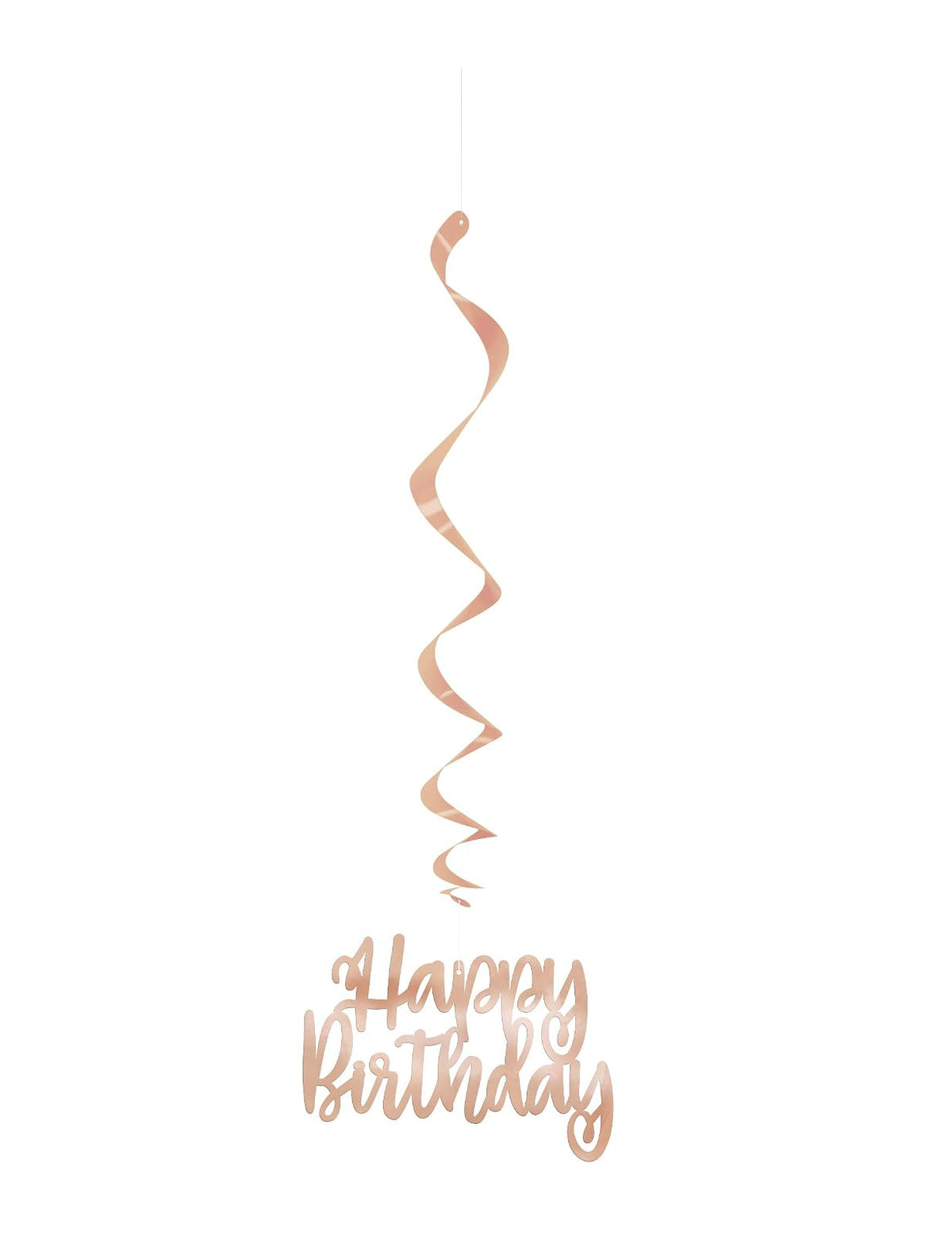 Unique Industries Rose Gold"Happy Birthday" Hanging Foil Swirl Decorations - 3 Pcs