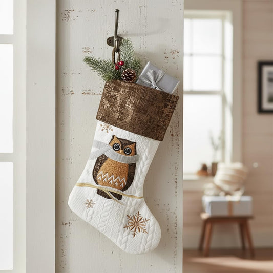 Comfy Hour 18 Inch Owl Christmas Stocking, Rustic Woodland Decor