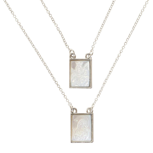 Roman Infinity Scapular Layered Silver Tone 26 inch Zinc Metal Multi Tiered Necklace