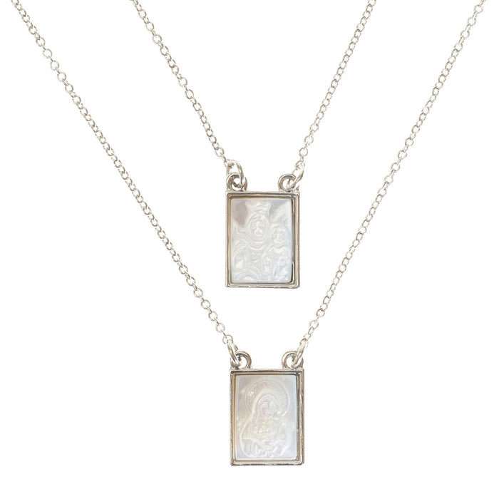 Roman Infinity Scapular Layered Silver Tone 26 inch Zinc Metal Multi Tiered Necklace