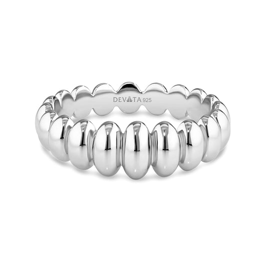 DEVATA Ring, 7, Silver 925/Puffy Ribbed DRM6131