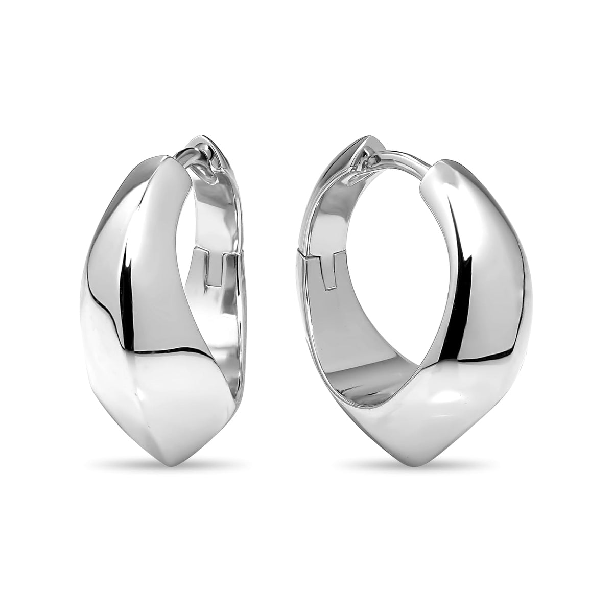 DEVATA Earring, 17 millimeters, Silver 925/Beveled Curve Hoop DRN1182