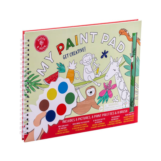 Floss & Rock Jungle Kids My Painting Pad Set with 8 Pictures, 8 Paint Pallets and A Brush