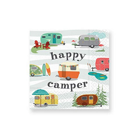 Design Design Happy Camper Cocktail Napkins, 5", Multicolor