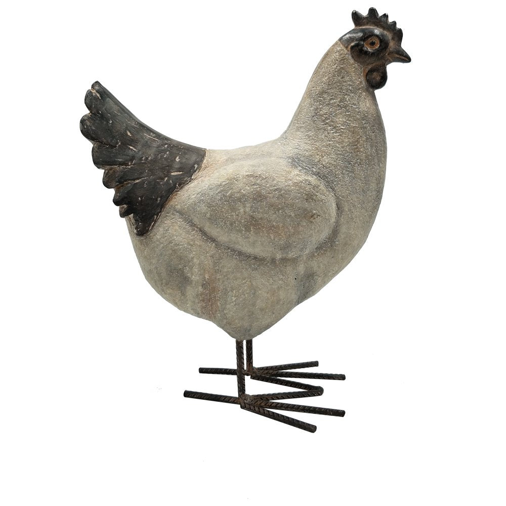 Comfy Hour 15" Country Standing Chicken Hen Figurine Farm Animal Statue, Cream & Rust Effect, Polyresin Decor