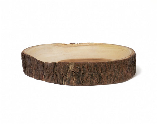 Lipper International 1092 ACACIA SLAB SHALLOW BOWL WITH BARK