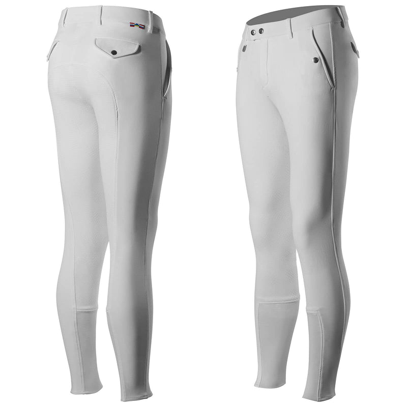 HORZE Mens Grand Prix Silicone Grip Full Seat Breeches - White - Ms 34