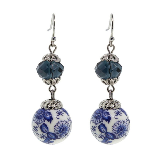 1928 Jewelry Montana Dark Blue and Blue Willow Beaded Drop Earrings