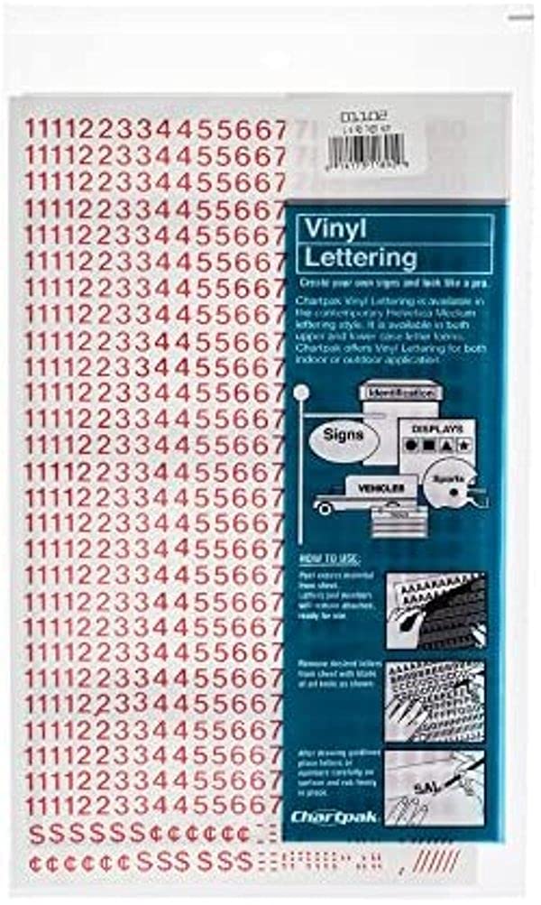 Chartpak Signage, 1/4 Inch High, Red