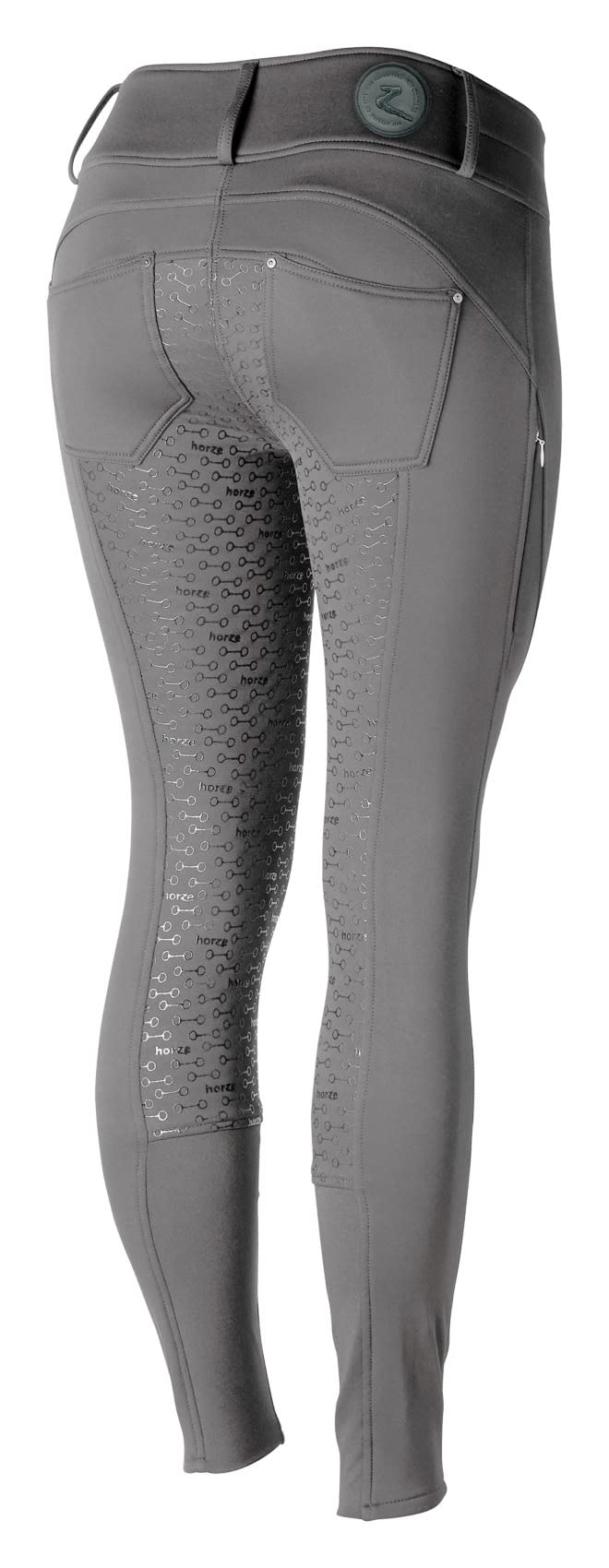 HORZE Rhea Womens Full Seat Thermo Breeches with Back Pockets - Charcoal Grey - 28