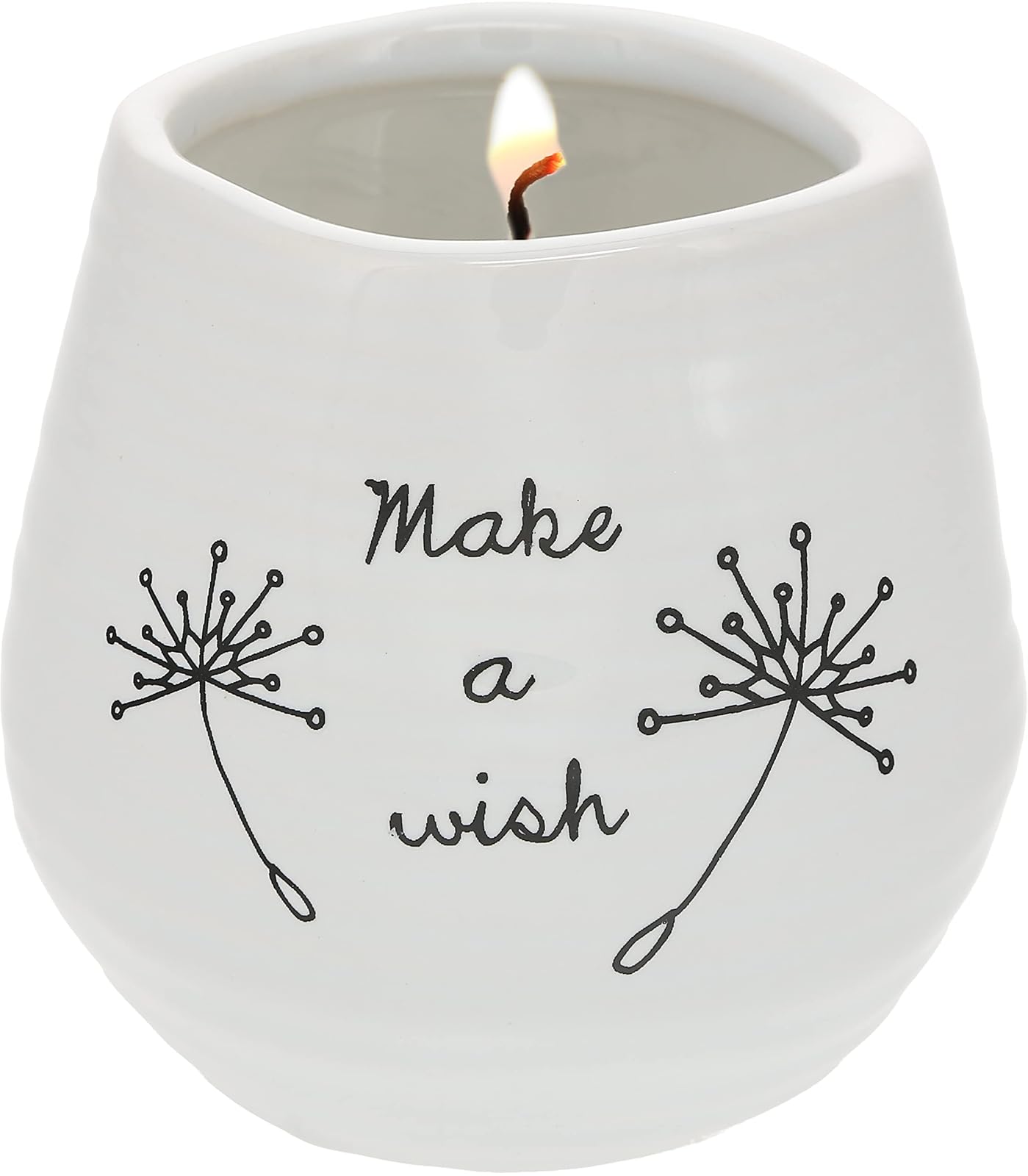 Pavilion Gift Company 77110 Plain Dandelion Wishes - Make A Wish White Ceramic Soy Serenity Scented Candle,