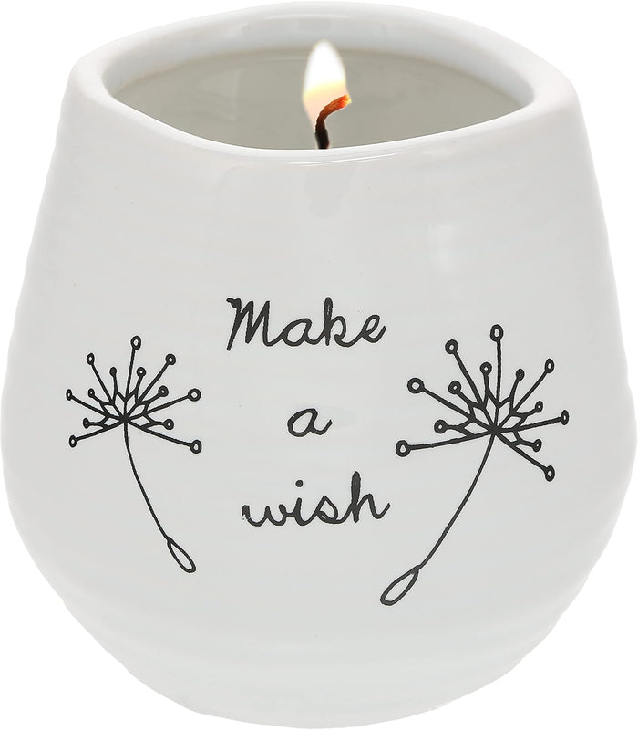 Pavilion Gift Company 77110 Plain Dandelion Wishes - Make A Wish White Ceramic Soy Serenity Scented Candle,