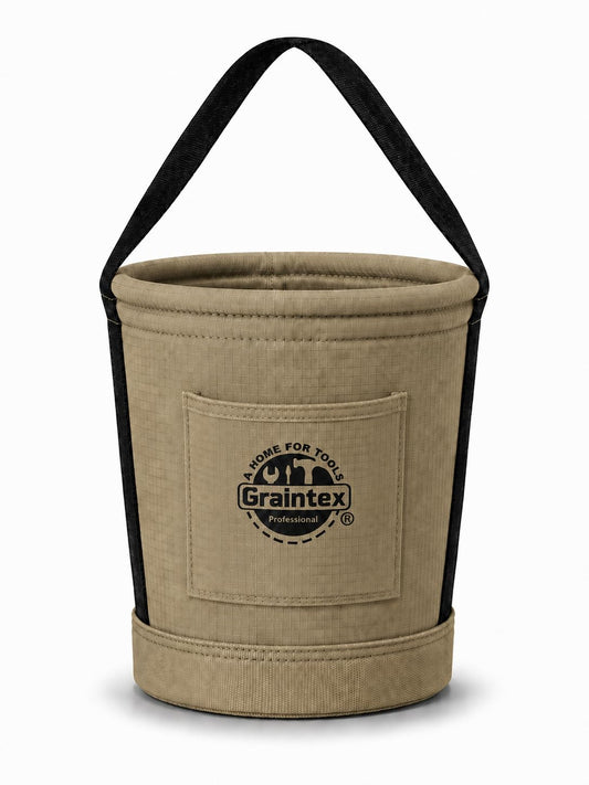 Graintex CB2414 Utility Tapered Canvas Bucket 12"X10"X15", Khaki