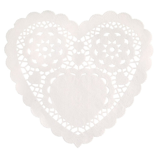 Unique Industries 6" White Heart Paper Doilies, 30ct