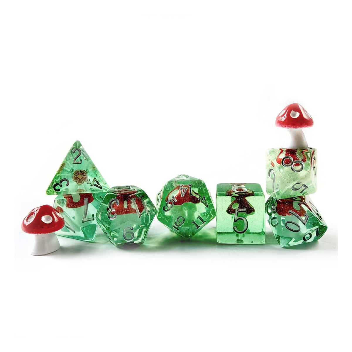 BESCON DICE Game Dice, Green Set (Red Mushroom)