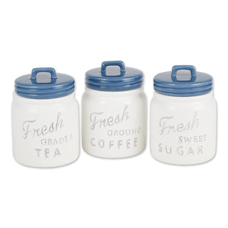 DII Design Kitchen Accessories Collection Ceramics, Jar Canister Set, Blue, 3