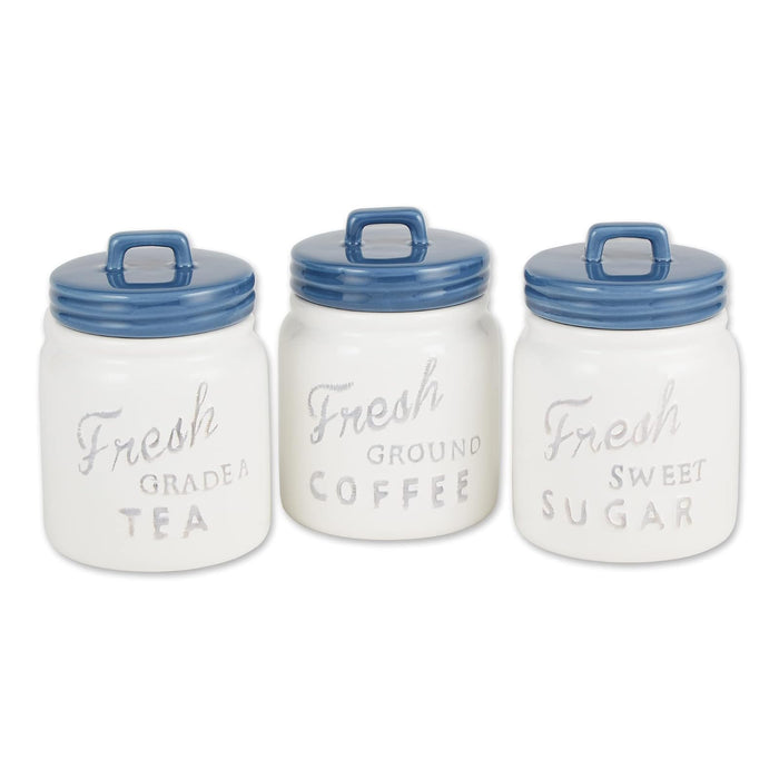 DII Design Kitchen Accessories Collection Ceramics, Jar Canister Set, Blue, 3