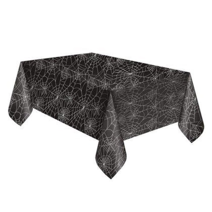 Unique Industries Black Spider Web Halloween Plastic Tablecloth, 84" x 54"