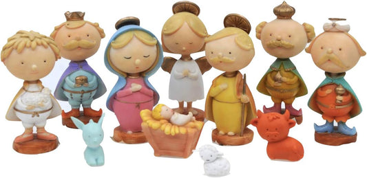Comfy Hour The Story of Jesus Nativity Scene Collection Resin Religious Baby Jesus Holy Family Christmas Nativity Scene Figurine, Set of 11 Pieces