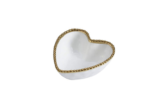 Pampa Bay Love is in the Air Heart Porcelain Bowl, White with Gold Trim