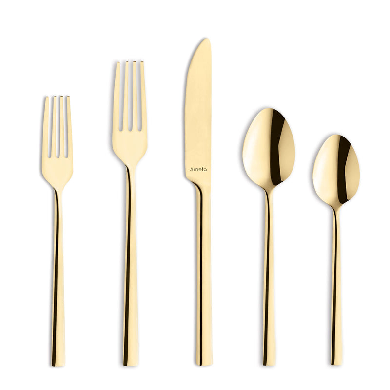 Amefa Dallas 20pc Flatware Set, 18/0 Stainless Steel, Gold