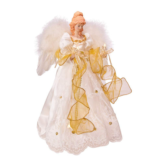Kurt Adler J6048 14" Battery-Operated Ivory & Gold LED Angel Treetop