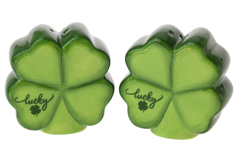 Boston International Salt & Pepper Shakers Ceramic Shaker Set for Kitchen Counter and Table, Set of 2, Lucky Heart