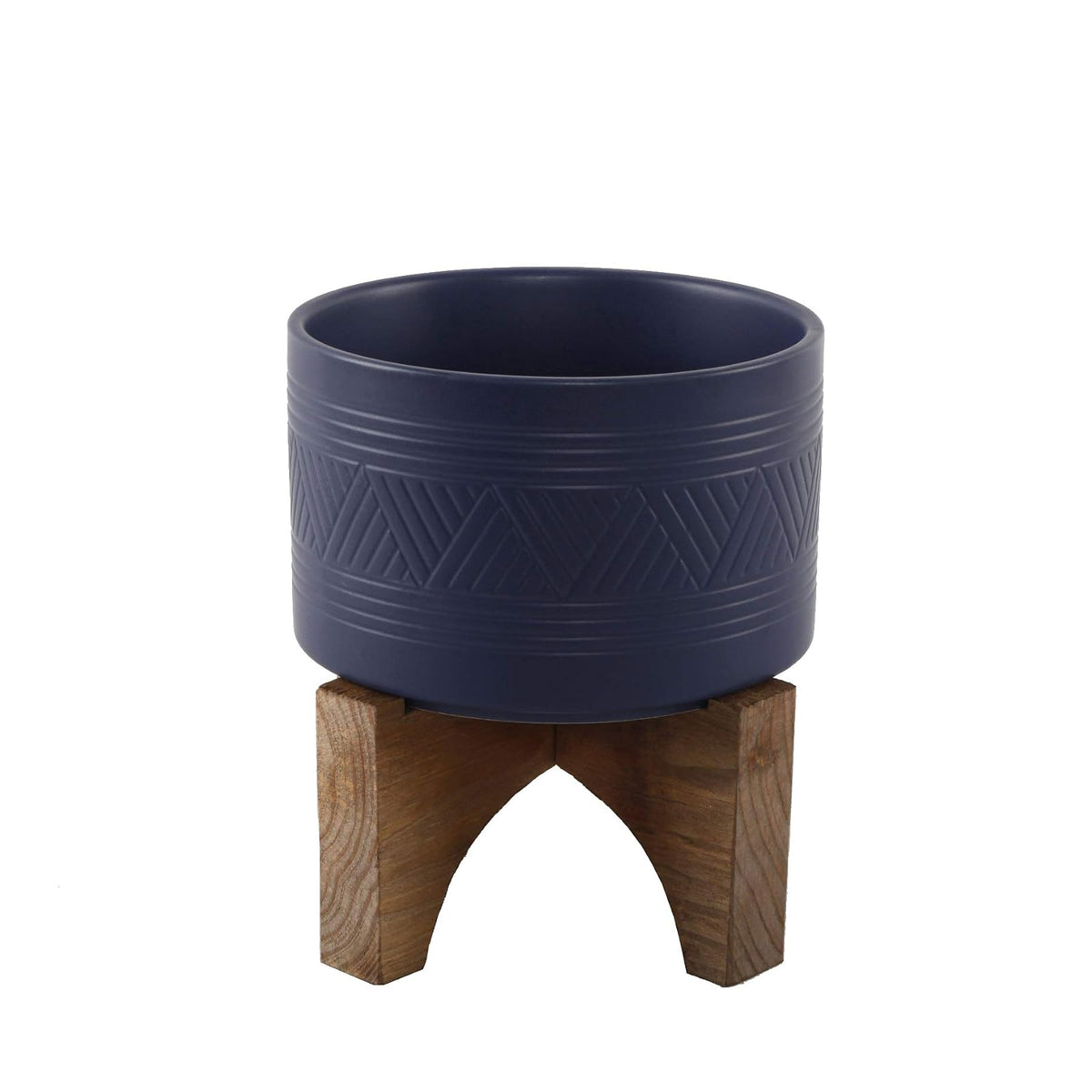 Flora Bunda Planter, Mountain,matte Navy 7", Modern