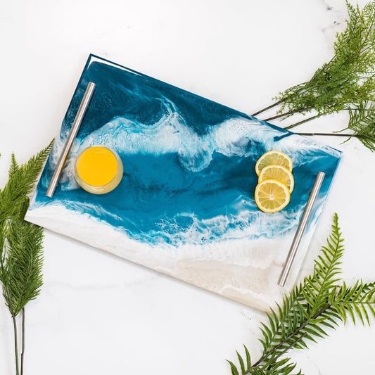 Lynn and Liana Designs Ocean Vibes Acrylic Tray, 18-inch Length, Kitchen Accessories