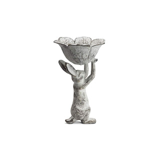 SPI Candle Holder, 9.5"H 4"W 3"D, White Washed Gray