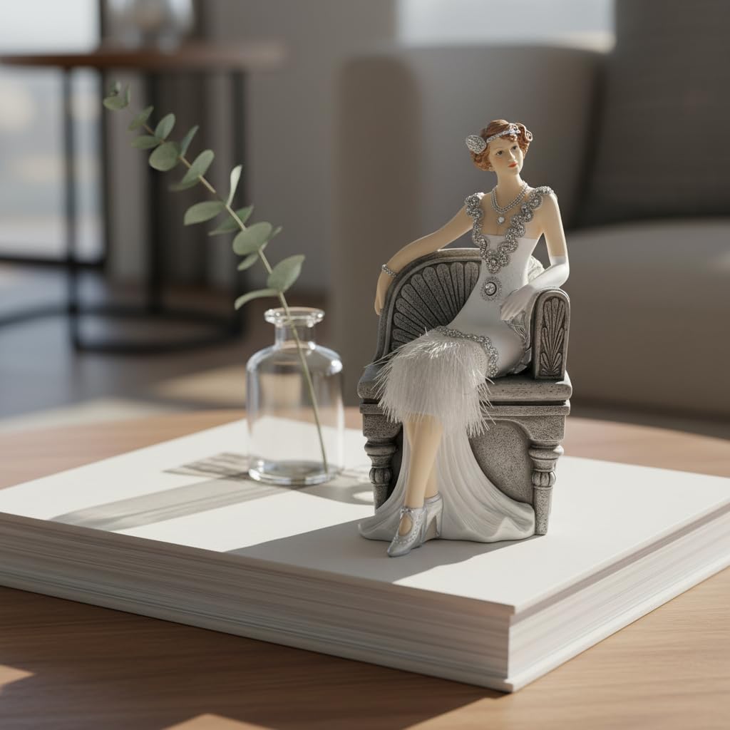 Comfy Hour 9.5 Inch Lady Figurine, 1920s Art Deco Woman Statue