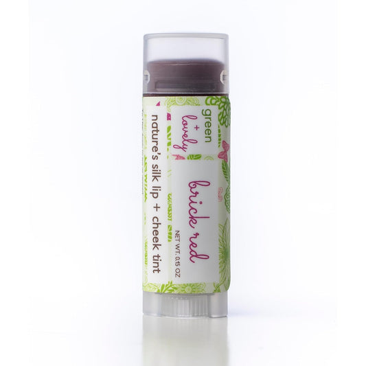 Green+Lovely Nature's Silk Lip Balm, Organic (Brick Red Lip tint, 1-tube single)