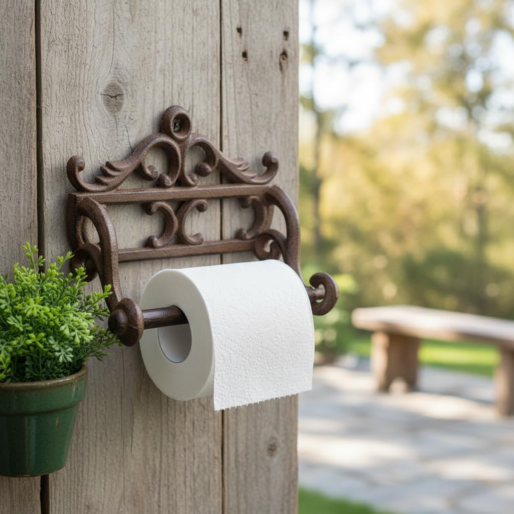 Comfy Hour 6.3 Inch Cast Iron Toilet Paper Holder, Antique Wall Mount