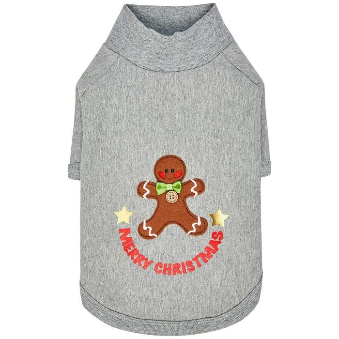 Blueberry Pet Soft & Comfy Merry Christmas Holiday Festive Gingerbread Man Pullover Turtleneck Fall Winter Dog Sweatshirt Coat, Back Length 20", Warm Clothes for Large Dogs