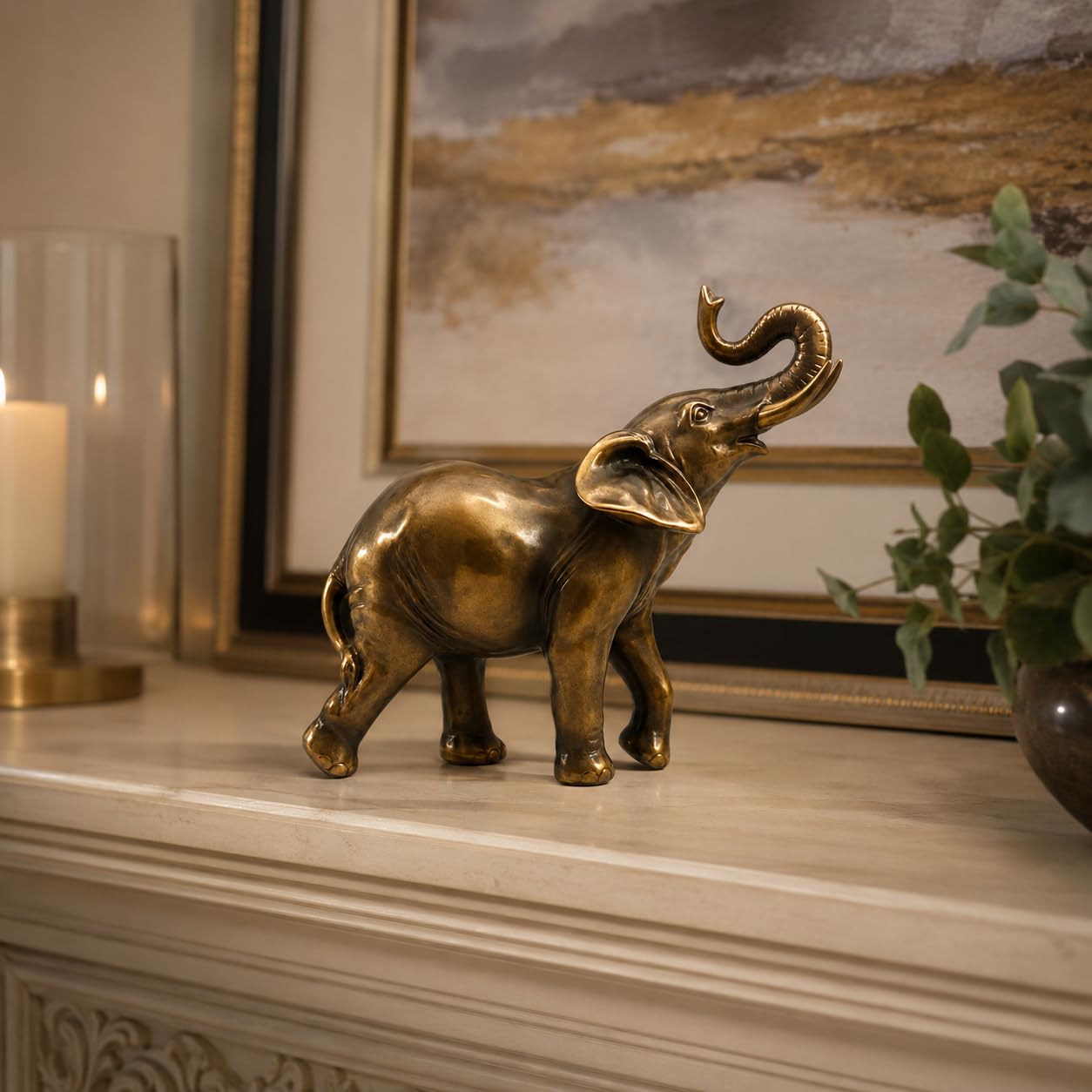 Comfy Hour 6" Elephant Decorative Tabletop Figurine, Bronze