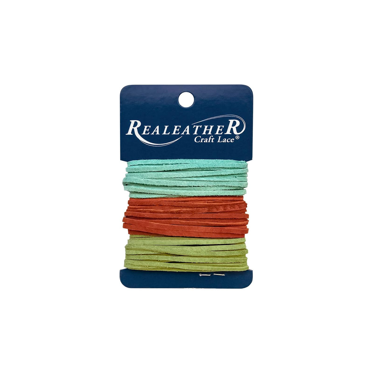 Realeather Shoelace, 3/32", Aqua, Rust, Kiwi